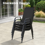 Vicllax 11 PCS Patio Dining Table Set, 60" Round Metal Table and Horizon Stackable Chair