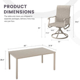 Vicllax 7 Pieces Outdoor Dining Set with Rectangular Dining Table and Swivel Chairs