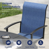 Vicllax 7 pcs Outdoor Dining Set,  Rectangular Metal Table and 6 Textilene Swivel Dining Chairs