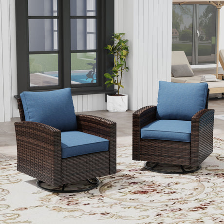 Vicllax Patio Wide Wicker Cushioned Sofa, Outdoor Wicker Chair, Double Lounge Balcony Seat