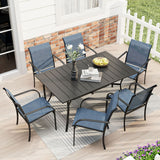 Vicllax 7 Pieces Outdoor Dining Set with Curved Dining Table and Stackable Sling Chair