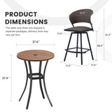 Vicllax 3/5 PCS Outdoor Swivel Bar Set, Patio Wicker Bar Chairs and Round Bar Table