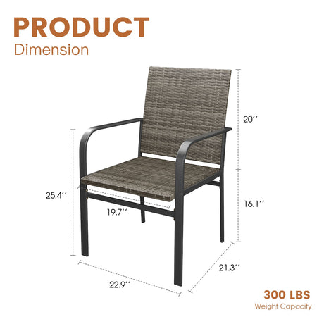 Vicllax Willow Circle 5/7 Pieces Wicker Dining Set, Round Metal Table and Wicker Armchairs