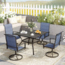 Vicllax 5 Pieces Outdoor Dining Set with Square Table and Padded Swivel Chairs