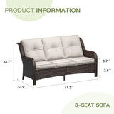 Vicllax Patio Wicker Oasis Lounge Sofa, 3-Seater Sofa