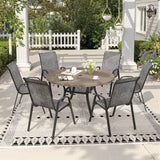 Vicllax 7 Pieces Outdoor Dining Set, 47.2"Round Table and Horizon Stackable Chair