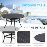 Vicllax Juego de comedor para exterior de 9 piezas con mesa redonda de metal de 54" y sillones de textileno 