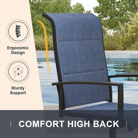 Vicllax 5 Pieces Outdoor Dining Set with Square Table and Padded Swivel Chairs