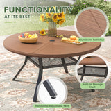 Vicllax Outdoor Round Dining Table, Patio Aluminum Tabletop with Storage Shelf