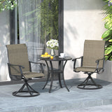 Vicllax 3-Piece Patio Bistro Set, Outdoor Swivel Chairs and 27.6" Small Metal Table With Storage Rack