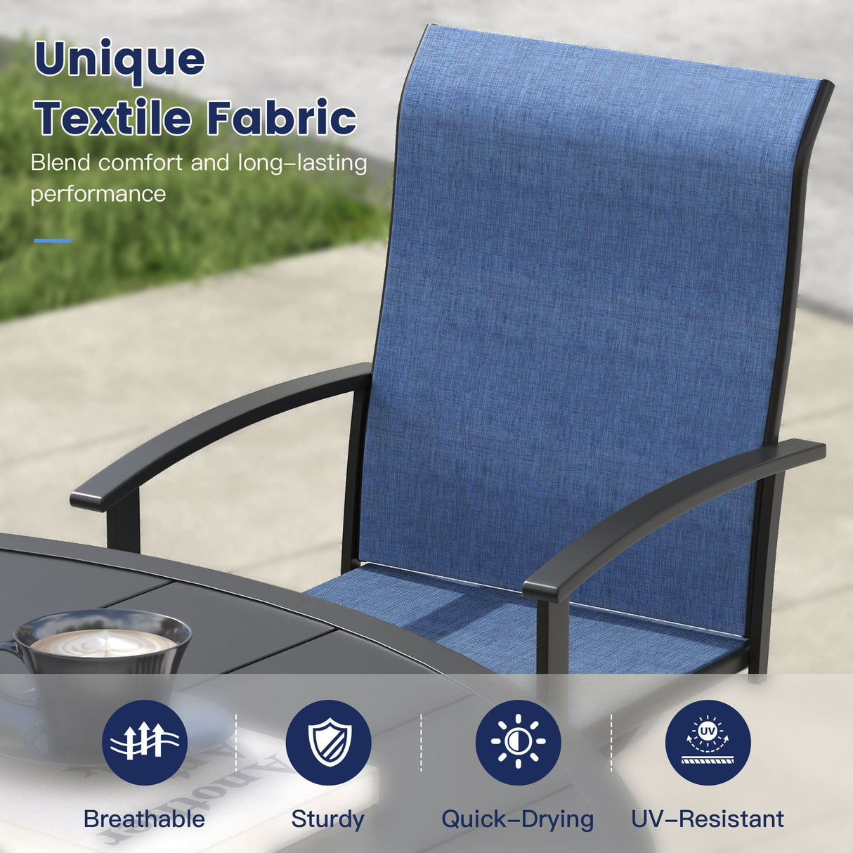 Vicllax 7 Pcs Outdoor Dining Set, Rectangular Metal Table with Storage Shelf and 6  Swivel Chairs