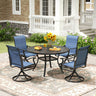 Vicllax 5/7 Pieces Outdoor Dining Set, Metal Round Dining Table and Premium Swivel Chairs