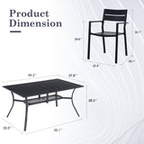 Vicllax 7 Pieces Outdoor Dining Set, Stackable Metal Chairs and Curved Dining Table