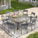 Vicllax Mesa redonda para patio de 42" con estante de almacenamiento y orificio para sombrilla ajustable 