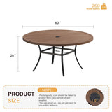 Vicllax 50” / 60" Outdoor Round Metal Dining Table with Umbrella Hole for 6,8