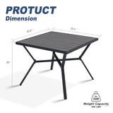 Vicllax Outdoor Metal Dining Table for 4, Patio Square Metal Table