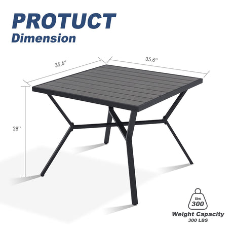 Vicllax Mesa de comedor de metal para patio al aire libre para 4 personas 