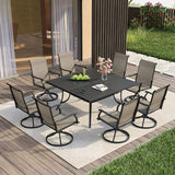 Vicllax 9 Pieces Outdoor Dining Set with 59" Square Dining Table and Swivel Chairs