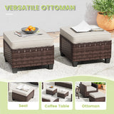 VICLLAX Versatile Wicker Patio Set: 5 Seater with Fire Table/Ottoman