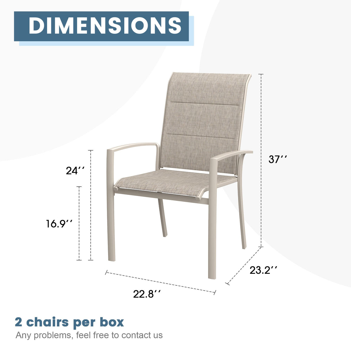 Vicllax Outdoor Padded Stackable Sling Dining Chair