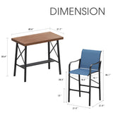 Vicllax Bar Table Set for 2, 3 Pcs Wooden-Like Table and Stools with Backrest and armrests, for Nook Balcony