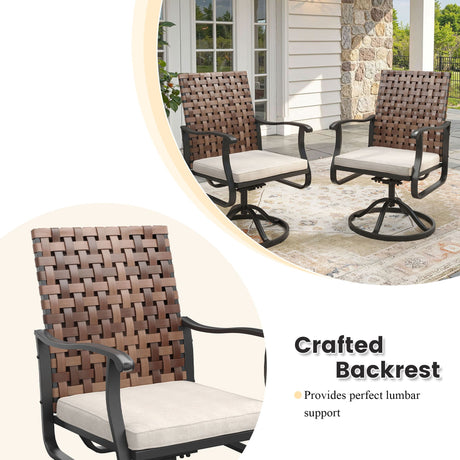 Vicllax 7 PCS Patio Dining Table Set, 50"/ 53" Round Metal Table and Sienna Swivel Chairs
