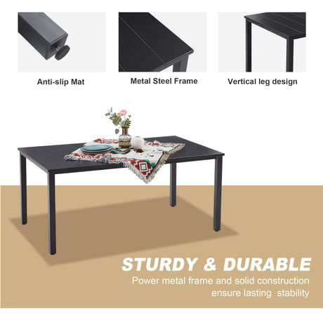 Mesa de comedor de metal para patio exterior Vicllax para 4/6 