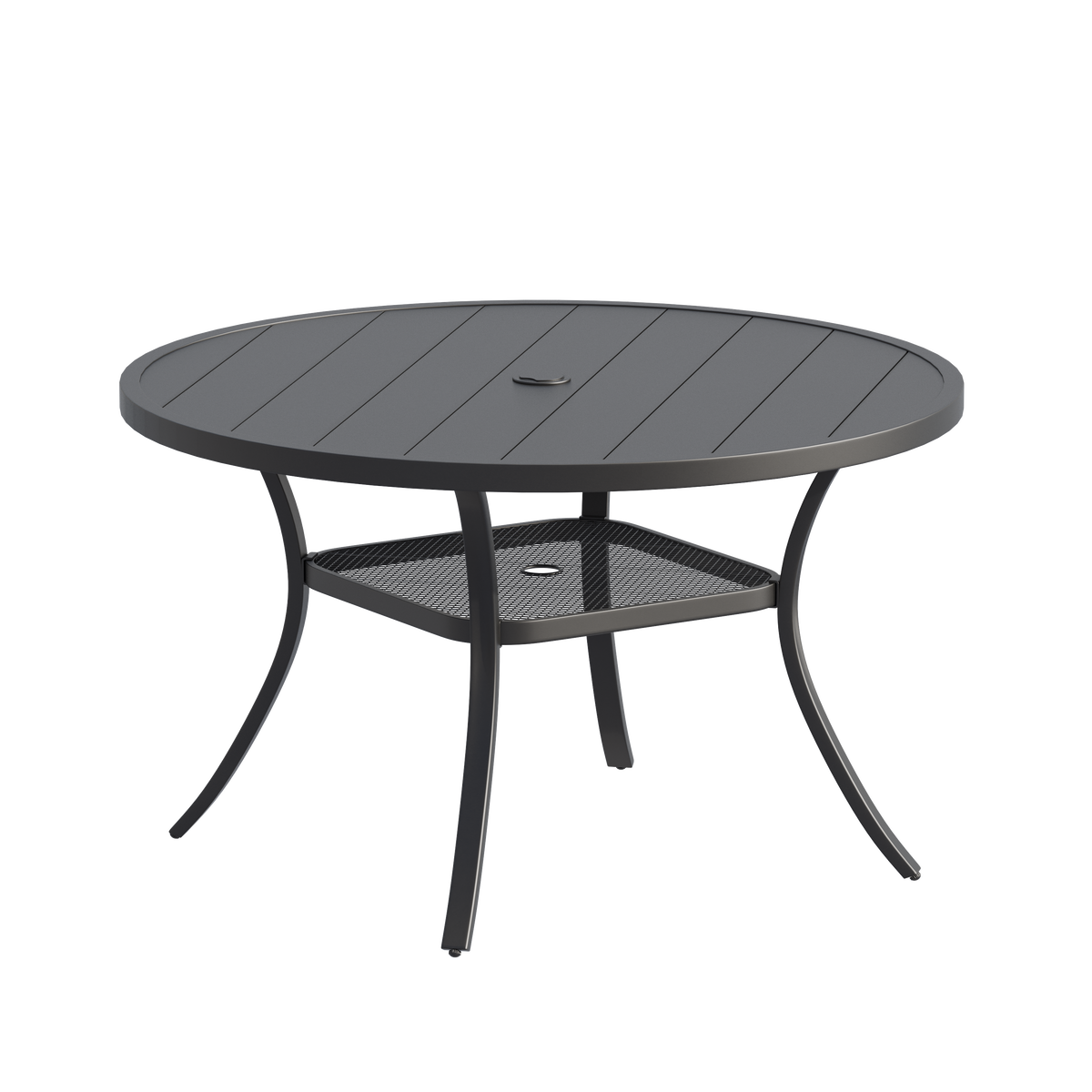VICLLAX Round Patio Dining Set of 4 with Aria Woven Rope Swivel Chairs, 40.2" / 47.2"
