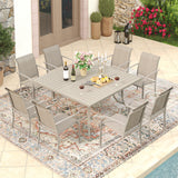 Vicllax 9 Pieces Outdoor Sandshell Dining Set with 59" Square Dining Table and Stackable Chair