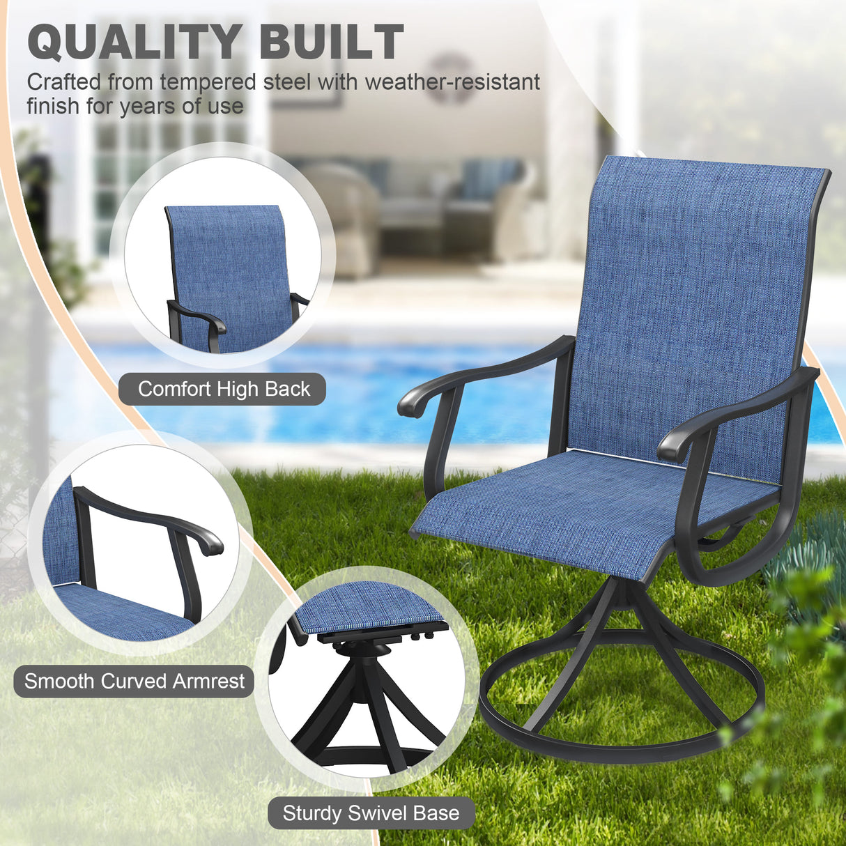 VICLLAX 5/7 Pieces Outdoor Dining Set, Swivel Dining Chairs Set of 4/6 and Round Patio Table