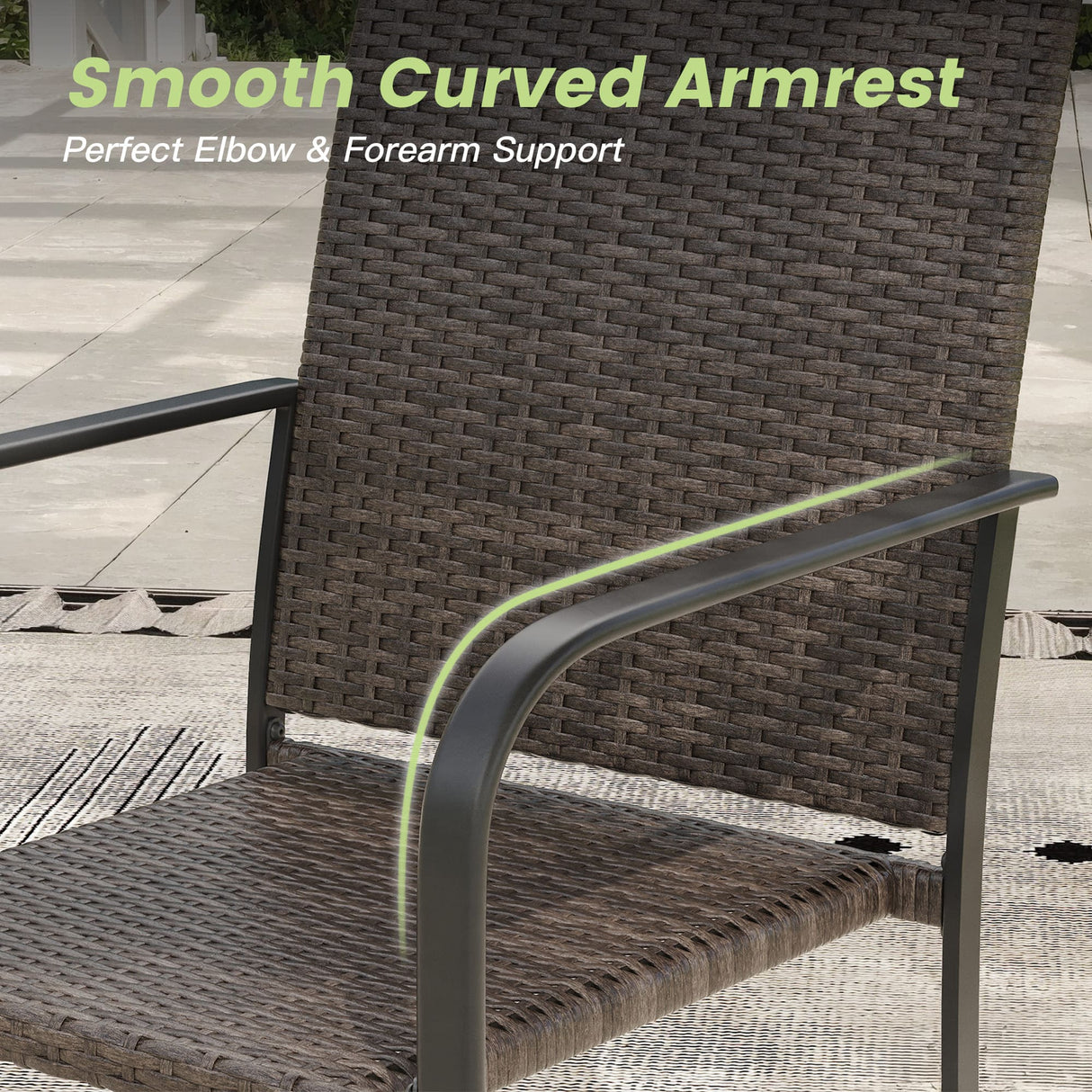 Vicllax Highlands Stackable Wicker Outdoor Dining Chair, Set of 2