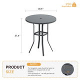 Vicllax Mesa de bar redonda para patio al aire libre de 37" con orificio para sombrilla