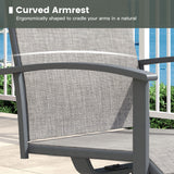 VICLLAX 5-pcs Outdoor Dining Set, 41” Round Metal Table with Umbrella Hole & 4 Swivel Textilene Chairs