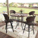Vicllax 3/5 PCS Outdoor Swivel Bar Set, Patio Wicker Bar Chairs and Round Bar Table