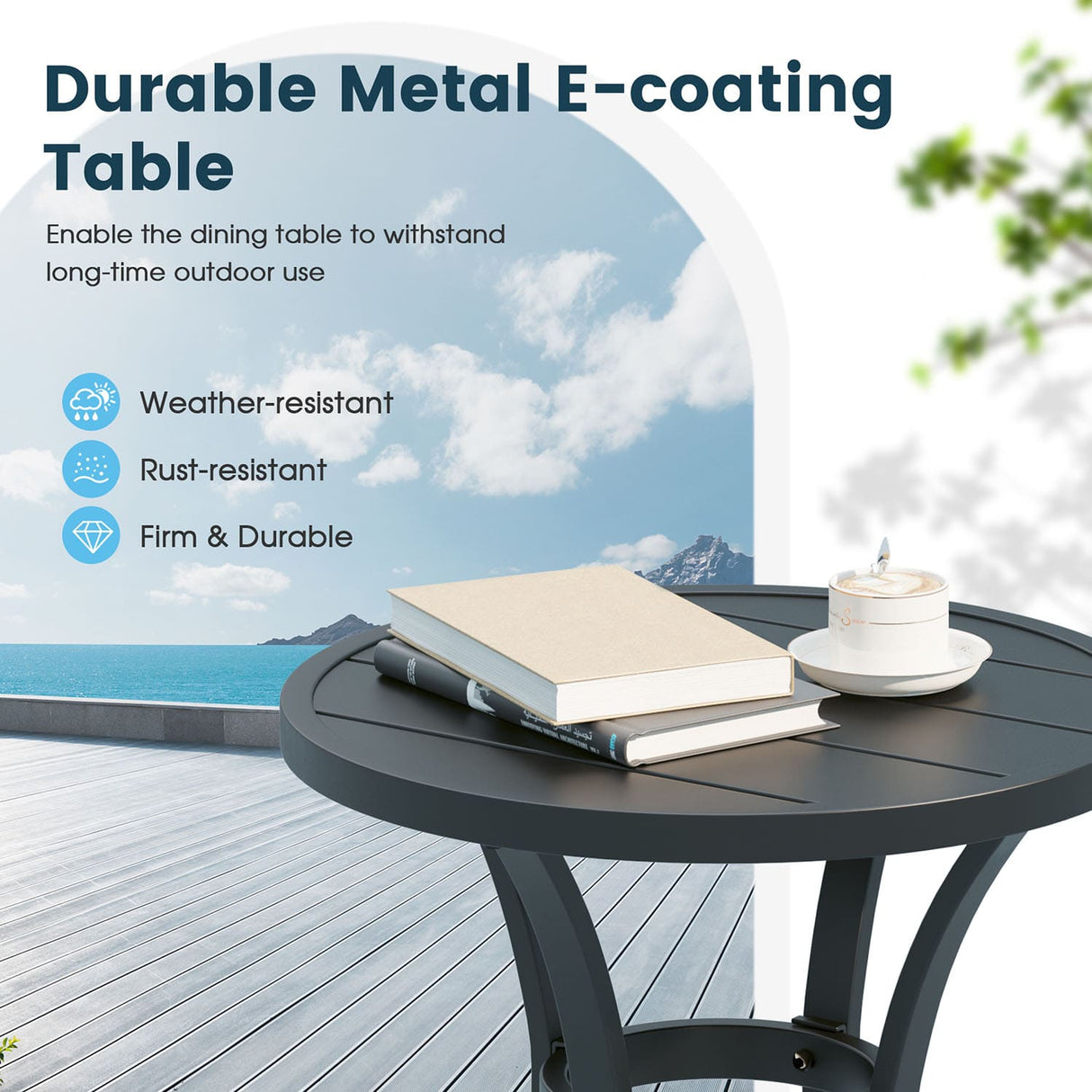 Outdoor Metal Round Side End Table