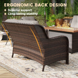 Vicllax Patio Wicker Oasis Lounge Set, 3-Seater, Swivel Chair with Fire table