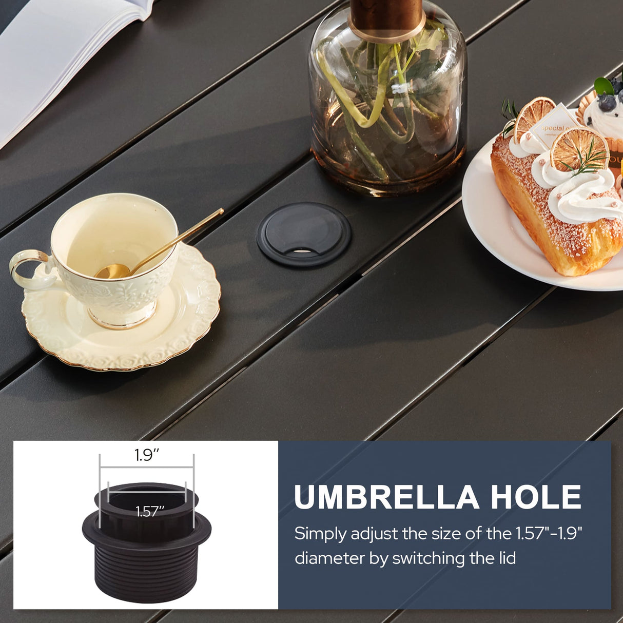 Vicllax 5-Piece Outdoor Furniture Set, Outdoor Dining Set for Lawn Garden