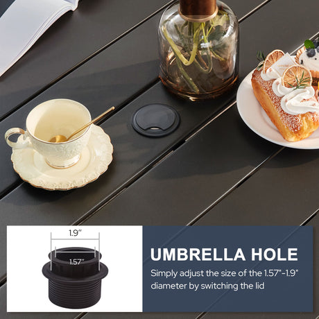 Vicllax Juego de muebles de exterior de 5 piezas, juego de comedor al aire libre para jardín de césped 