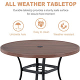 Vicllax 42" Round Metal Patio Table with Adjustable Umbrella Hole