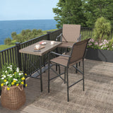 Vicllax Bar Table Set for 2, 3 Pcs Wooden-Like Table and Stools with Backrest and armrests, for Nook Balcony