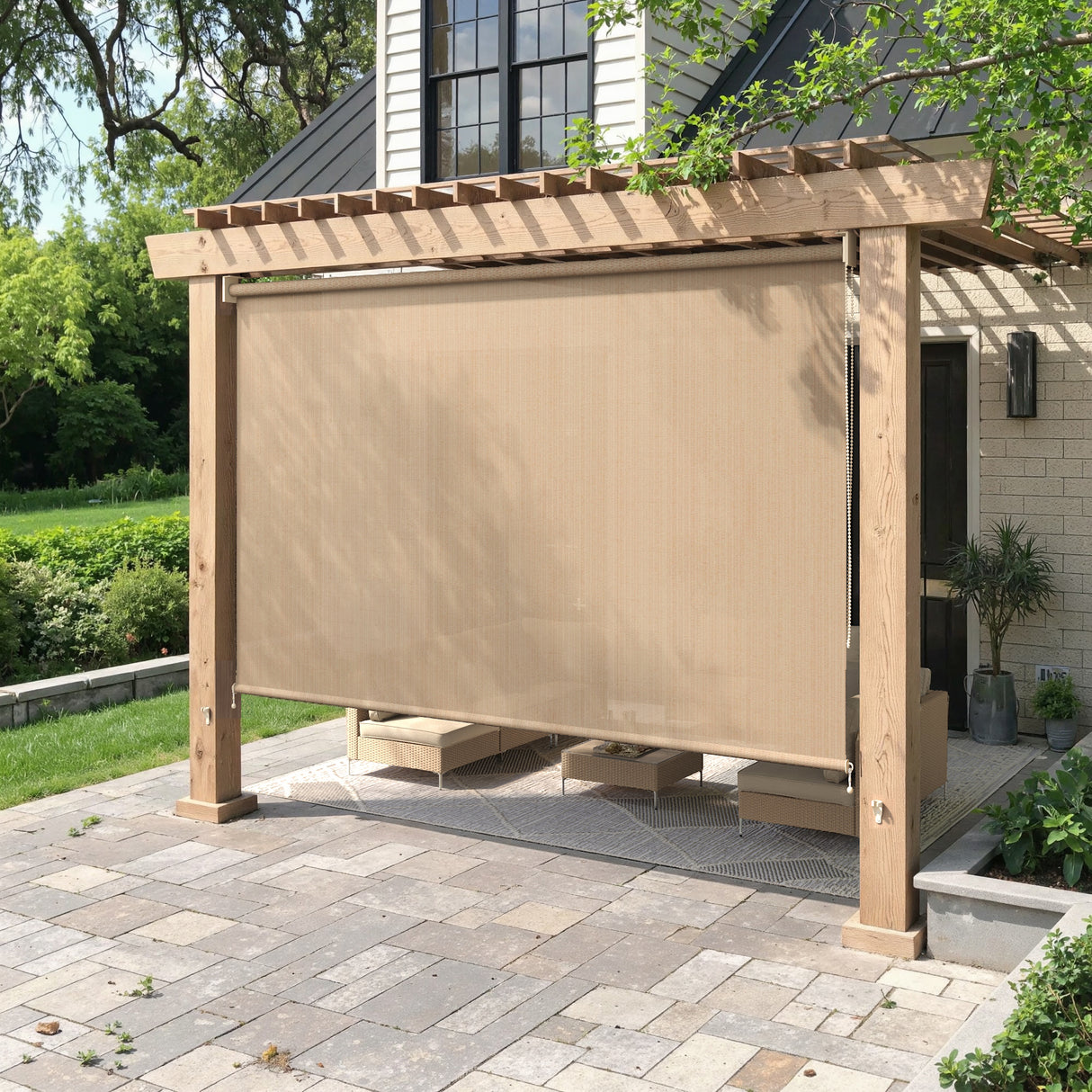 Vicllax Outdoor Sun Blocking Roller Shade, Patio Roll Up Shade Blinds