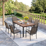 Vicllax 7 Pieces Outdoor Dining Set with Metal Rectangular Table and Stackable Sling Chair