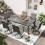 Vicllax 7 Pieces Outdoor Dining Set with Rectangular Dining Table and Swivel Chairs