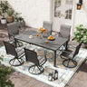 Vicllax 7 Pieces Outdoor Dining Set with Rectangular Dining Table and Swivel Chairs