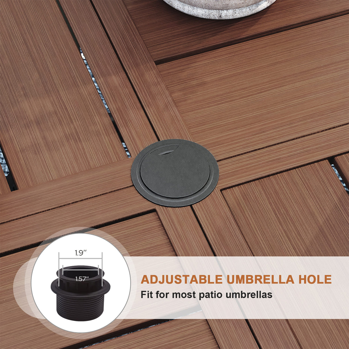 VICLLAX 7-Piece Outdoor Dining Set, 53” Round Metal Table with Umbrella Hole & Solana Swivel Chair