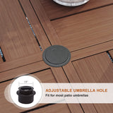 VICLLAX 7-Piece Outdoor Dining Set, 53” Round Metal Table with Umbrella Hole & Solana Swivel Chair