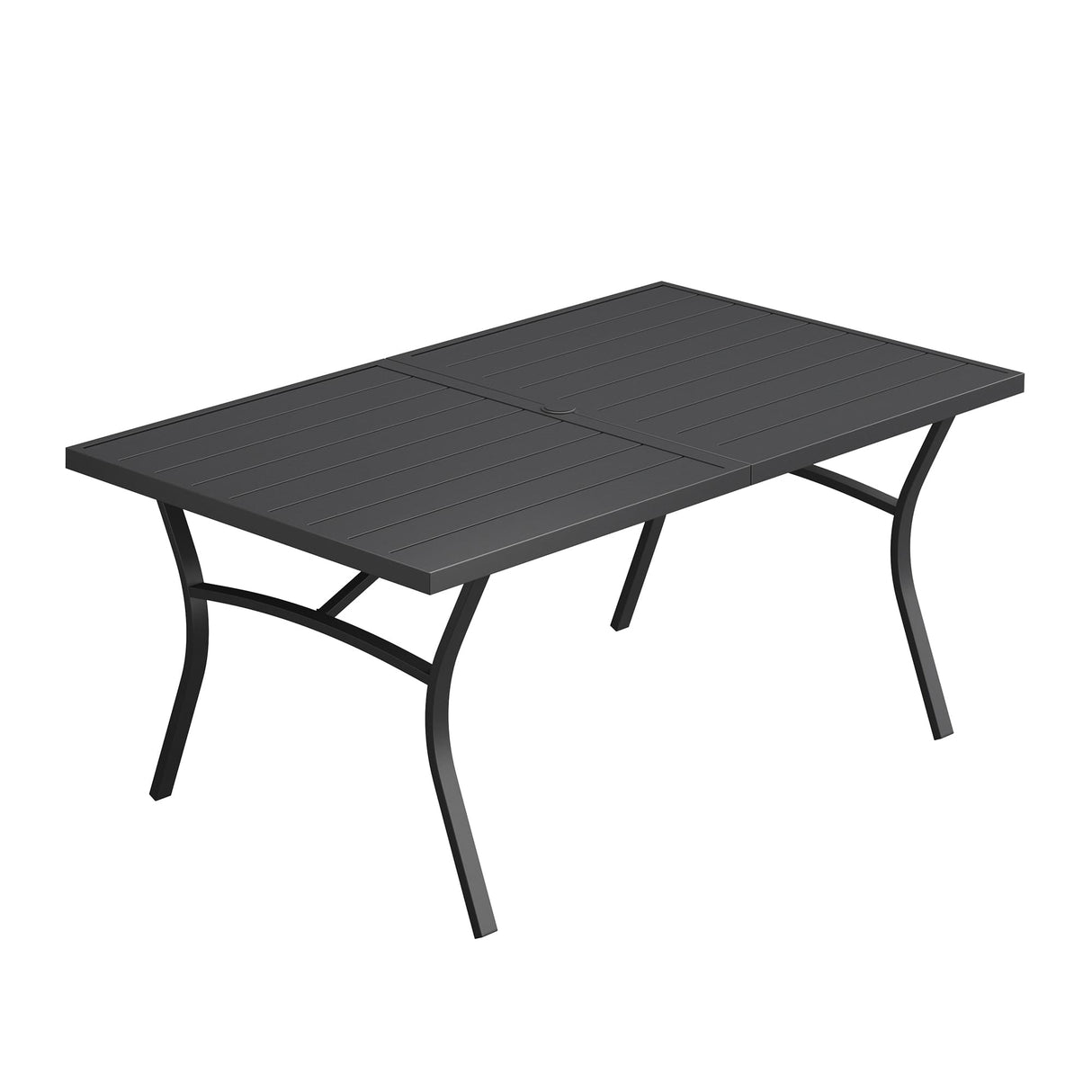 Vicllax Outdoor Metal Dining Table for 6 with Umbrella Hole