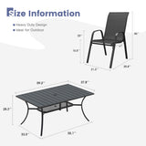 Vicllax 7 Pieces Outdoor Dining Set, Patio Rectangular Metal Table and Horizon Stackable Chair