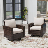 Vicllax Patio Wide Wicker Cushioned Sofa, Outdoor Wicker Chair, Double Lounge Balcony Seat