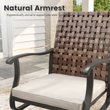 Vicllax 7 pcs Outdoor Dining Set, Rectangular Metal Table and Sienna Swivel Chairs